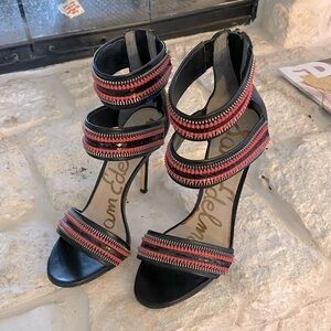 Sam Edelman’Alton’ high heels- needle heels, leather , sz 8M black/ salmon/ pink